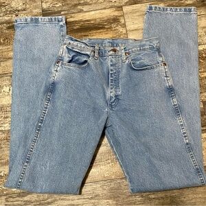 Wrangler Women Western Jeans Straight Zip Solid Cotton Blue Size 7x34 1014MWZAT